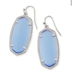 Limited Edition. Elle Rhodium Perriwinkle. Sterling Silver Drop Earrings.